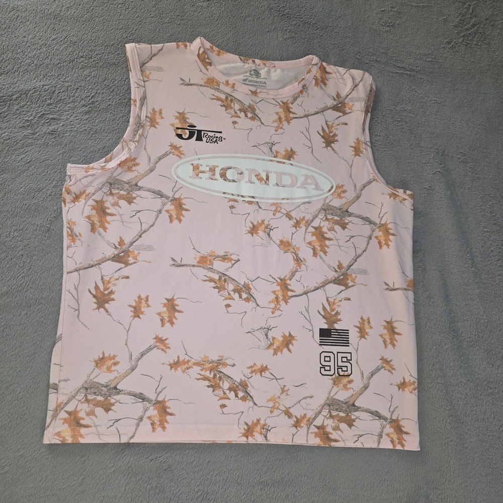 JT Racing USA Honda Sleeveless Top Pink Camo Real Tree Graphics XL